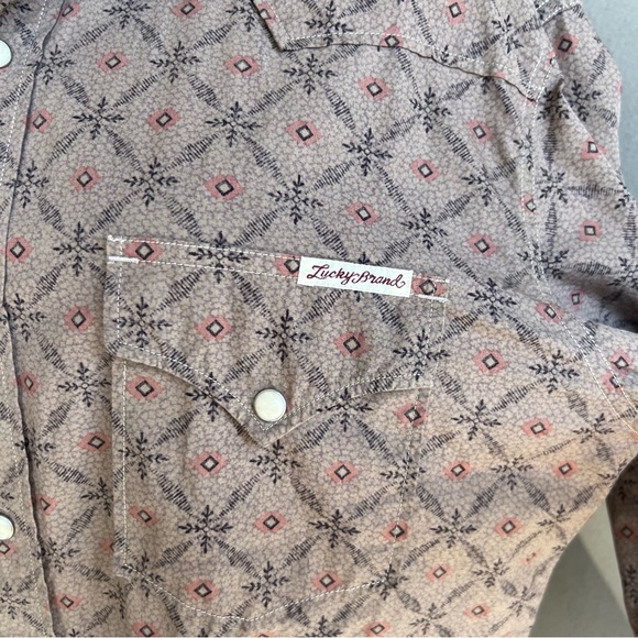 Vintage Lucky Brand Western Brown Button Up Shirt Patterned Large Rick Grimes - Picture 11 of 15